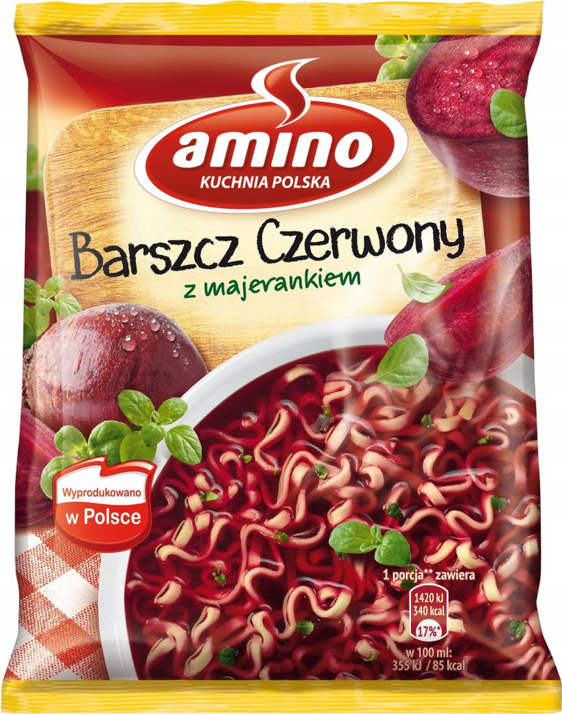 Amino Zupa błyskawiczna barszcz czerwony z majerankiem 66 g Obrázok produktu 