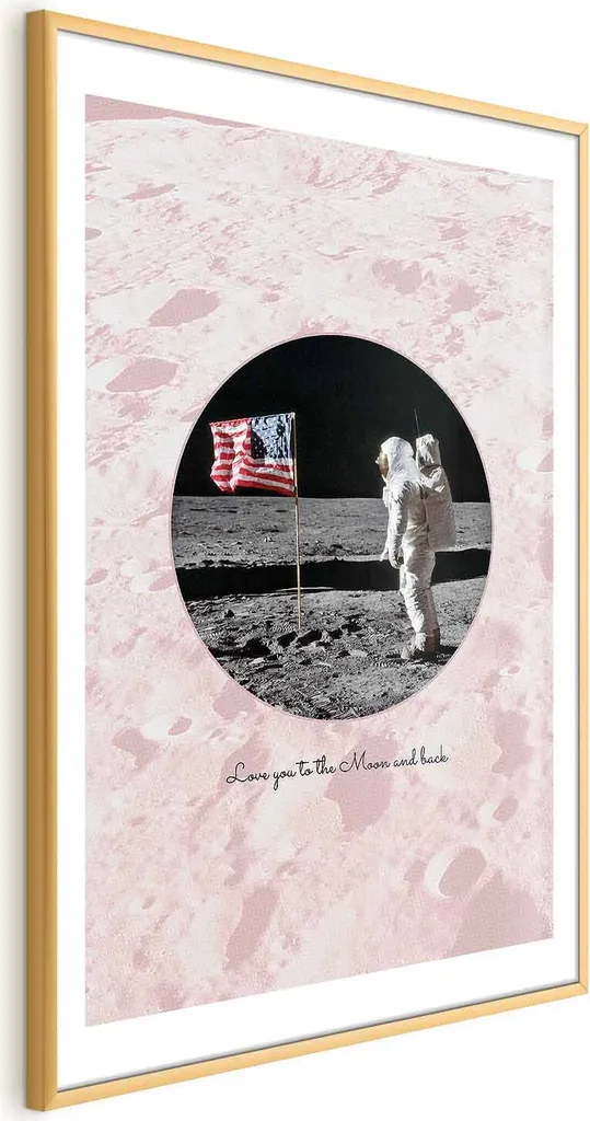 Quadro Love You 60x90 Oro - Poster con Cornice Elegante e Margine