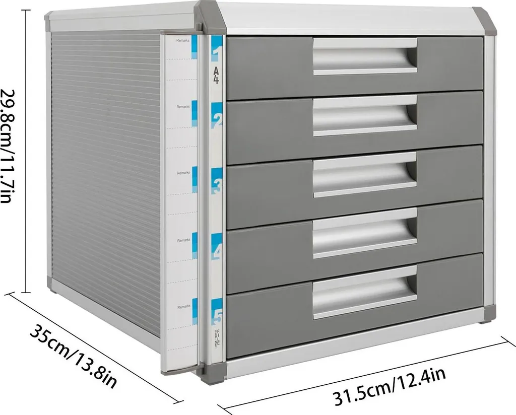 Boîte de rangement documents verrouillable gris, acier ultra durable - 2