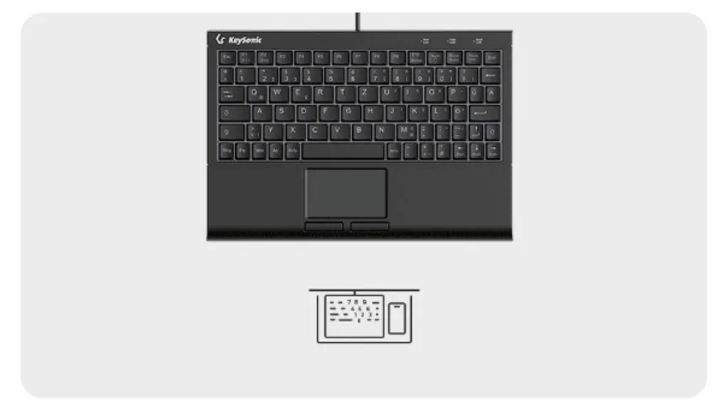 Mini Clavier Rétroéclairé Bleu KeySonic KSK-3211ELU avec Touchpad