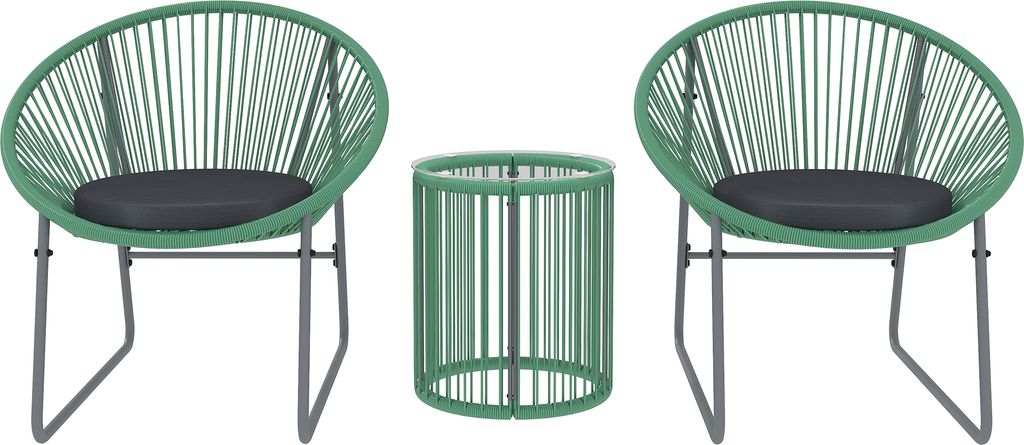 Polyrattan Gartenmöbel Set, für 2 Personen, 3-teilig Sitzgruppe mit 2 Stühle, Beistelltisch, Kissen, wetterfest Gartenlounge für Garten, Terrasse
