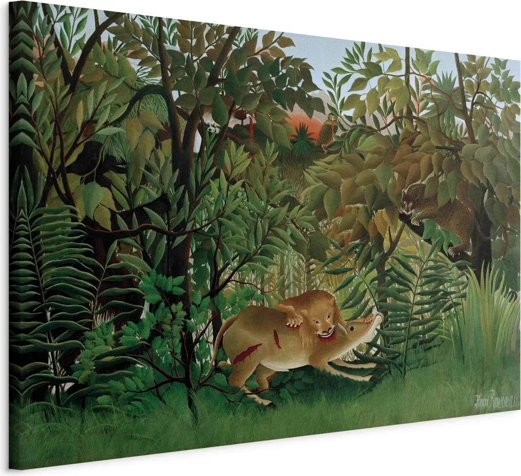 Stampa Tela Henri Rousseau Giungla 60x40 - Arredo Casa Moderno l-F-13334