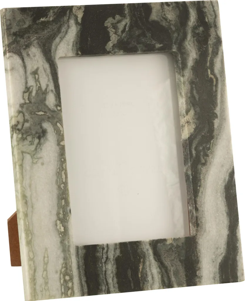 Cadre Photo J-Line Marbre Bicolore Large - Design Minéral Noir & Gris