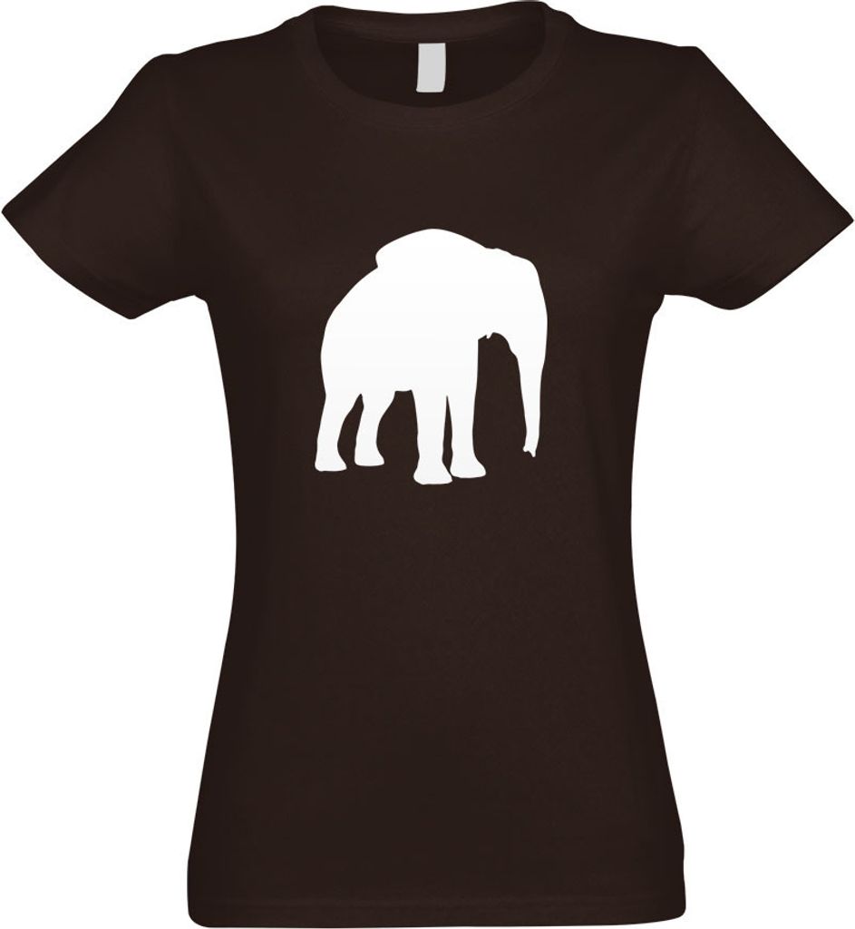 Kiwistar - T-Shirt tailliert - Damen - Chocolate - Elefant Motiv 1 - Rüsseltiere - mit Motiv Bedruckt - Funshirt Design - Sport - Freizeit - Damen...