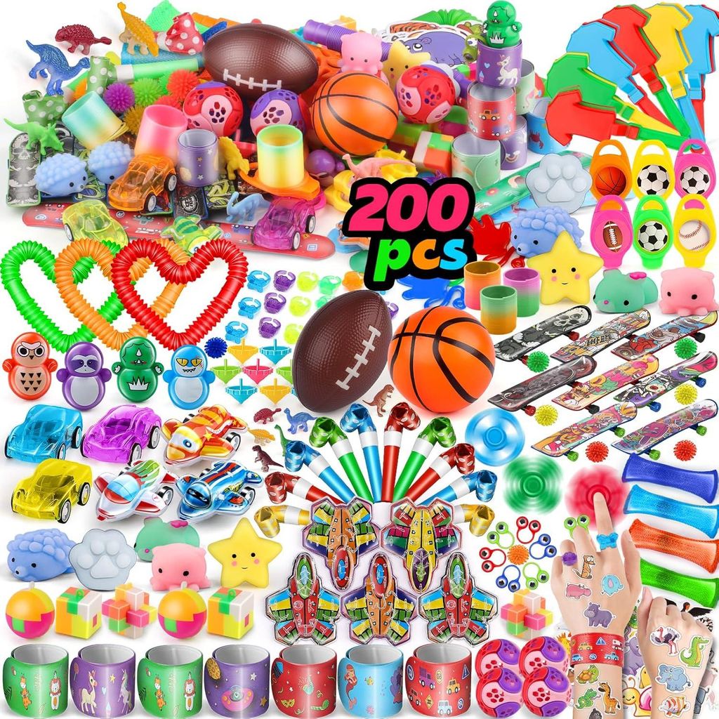 200 Stücke Kindergeburtstag Mitgebsel Set für 5-10 Jahre – Party-Mitgebsel für Gastgeschenke, Goodie Bags & Pinata Füllung – Kleinspielzeug