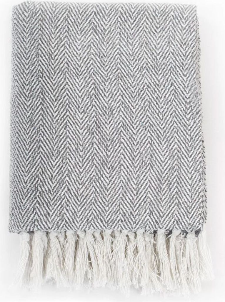 vidaXL Jeté de lit en coton à chevrons 220x250 cm Gris Image du produit 