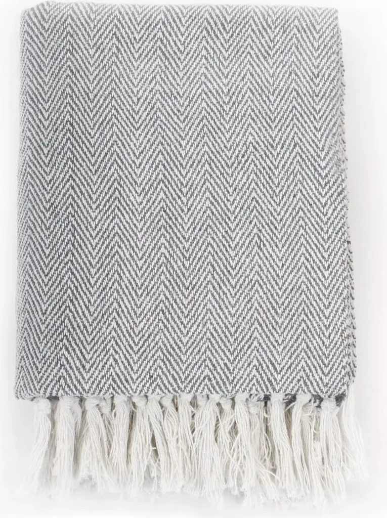 vidaXL Lancio in cotone a spina di pesce 220x250 cm Grigio
