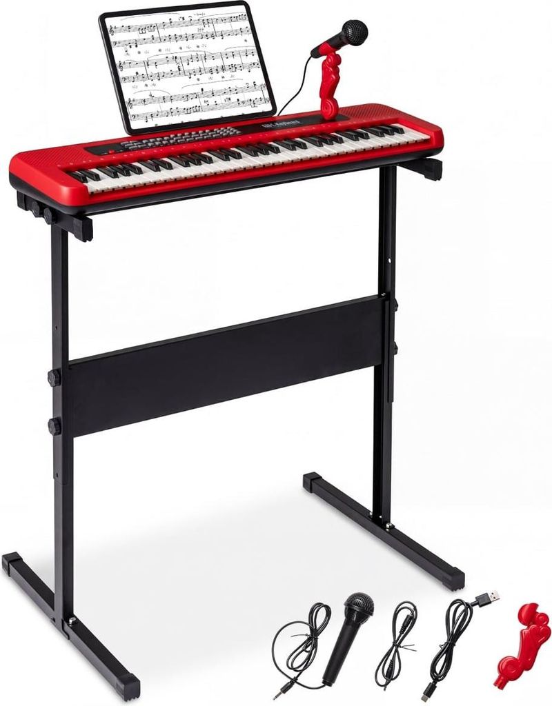 61-Key Kids Piano Keyboard with Adjustable Stand, Mic Immagine del prodotto 