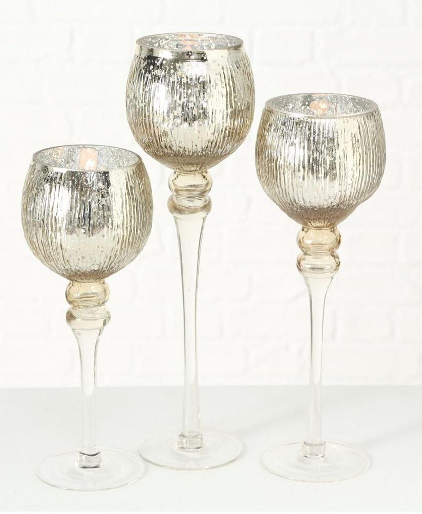 Windlicht Manou Glas lackiert champagner,  3er Set,  Deko Produktbild 