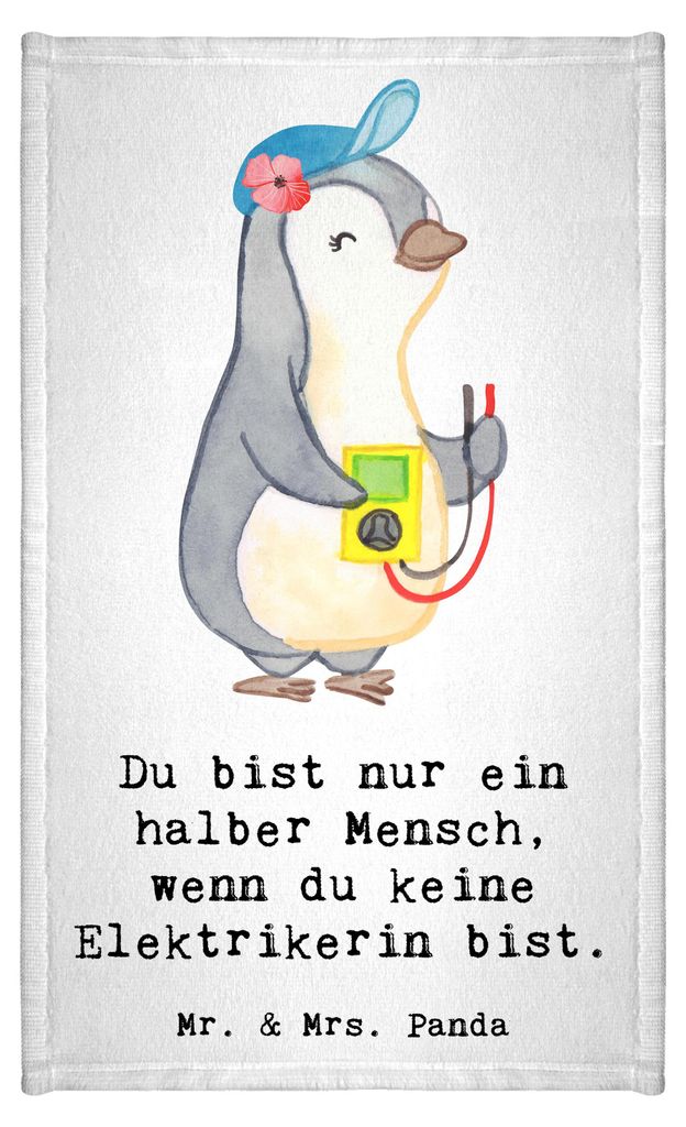 Mr. & Mrs. Panda Gästetuch Elektrikerin Herz - Weiß - Geschenk, Witzig, badezimmer handtuch, Ausbildung, Beruf, Design, Spruch, Gäste-WC, Lustig...