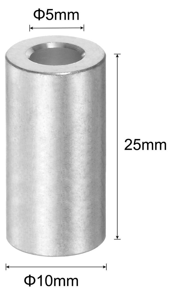10 Stš¹ck Distanzhš¹lse, 5x10x25mm (IDxODxL) Aluminium Abstandshalter, Runde Unterlegscheiben fš¹r M5 Schrauben, Bolzen und Stangen