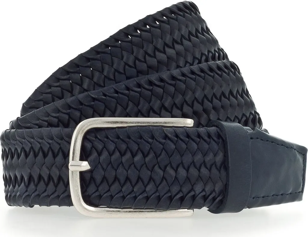 Cintura Vanzetti Pelle Blu Scuro W105 - Men's Braided Belt 35mm
