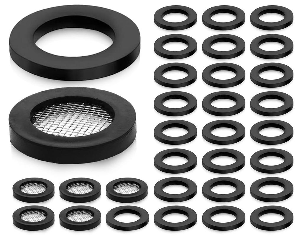 30 Duschschlauchringe, 19 mm Gummidichtung für Duschköpfe, Duschschlauchringe mit Filter (schwarz)