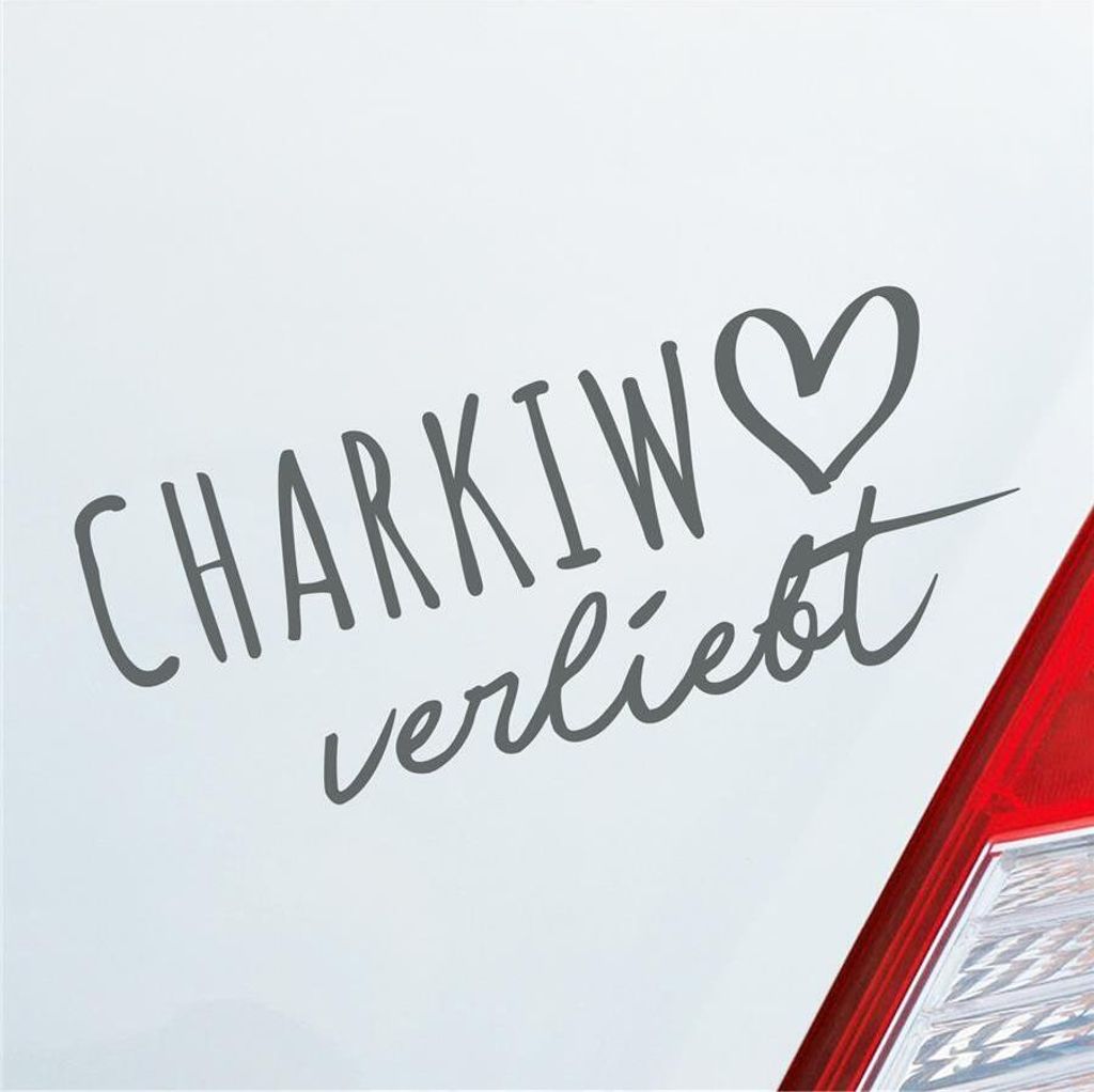 Auto Aufkleber Charkiw verliebt Herz Stadt Heimat Liebe Car 19x8 cm Grau Sticker Heckscheibenaufkleber