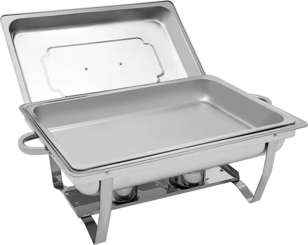 Buffetwärmer - Chafing Dish - 9 l - Klappbar - Ein Einsatz - Edelstahl - Für 6+ Personen - Silber