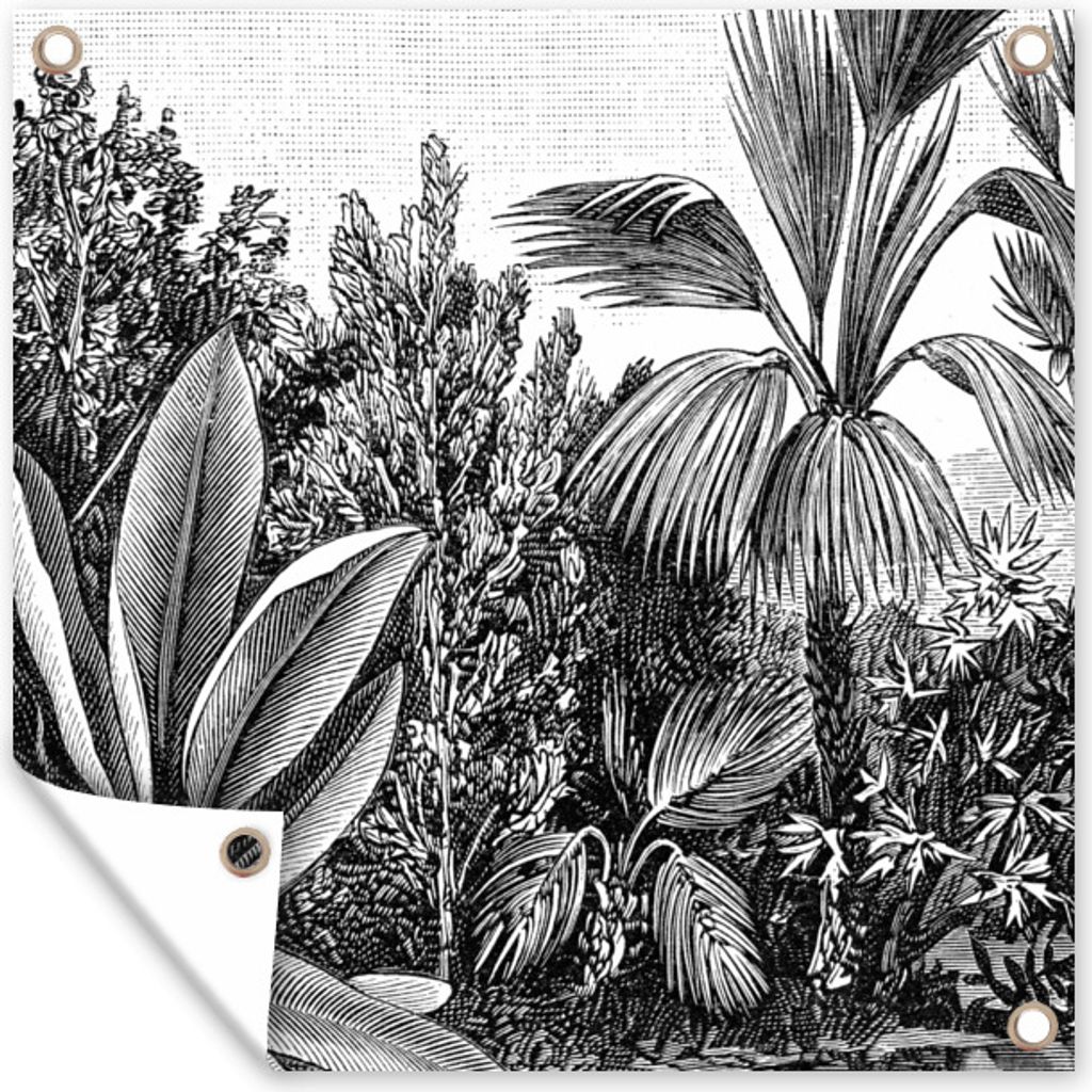 MuchoWow 100x100 cm Outdoor-Poster Gartendeko Sichtschutz Garten Poster für den Garten Pflanzen - Natur - Gestaltung - Illustration - Ernst Hae...