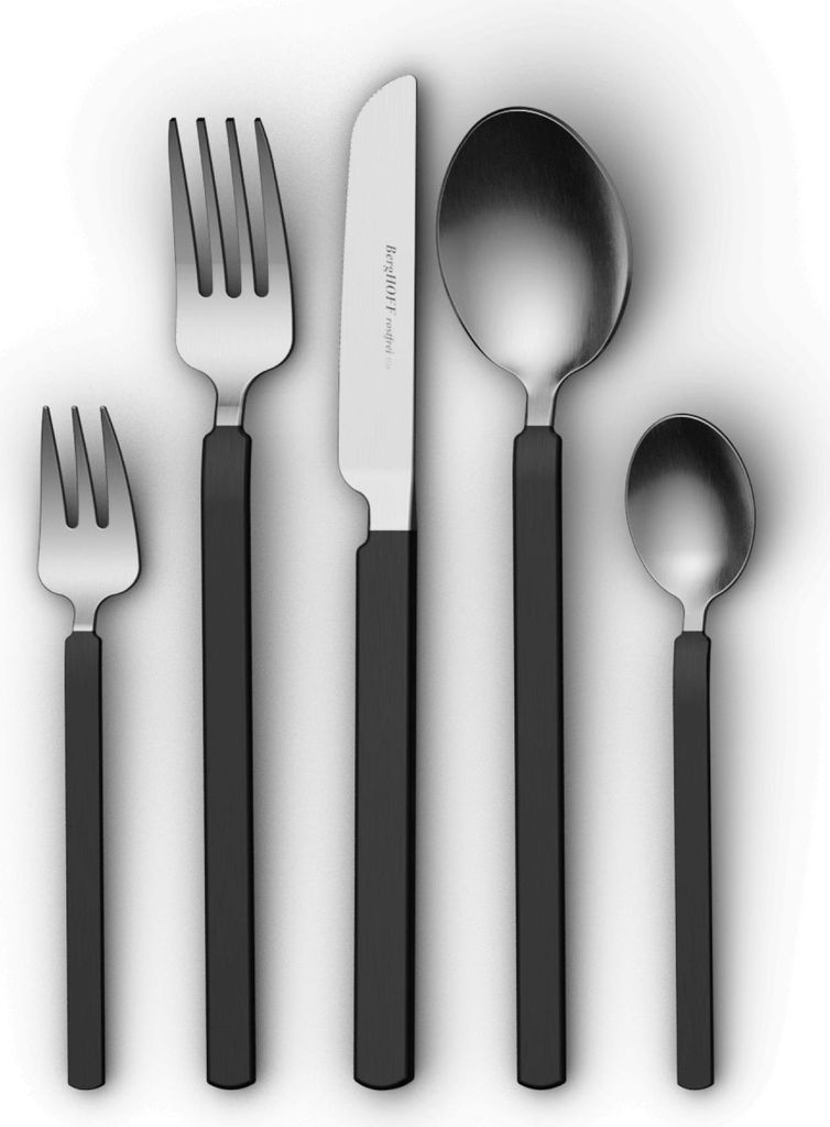 BergHOFF Home Besteckset 20-teilig, Tafelbesteck für 4 Personen, Edelstahl, Modernes Design, Spülmaschinengeeignet, Smokey Black
