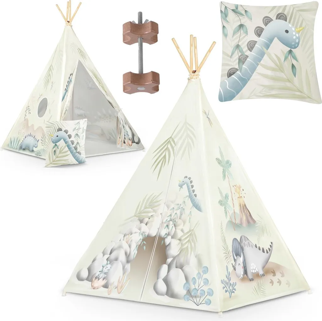 Tente Enfant Nukido Dinosaures - Tipi de Jeu Pliable avec Tapis Épais