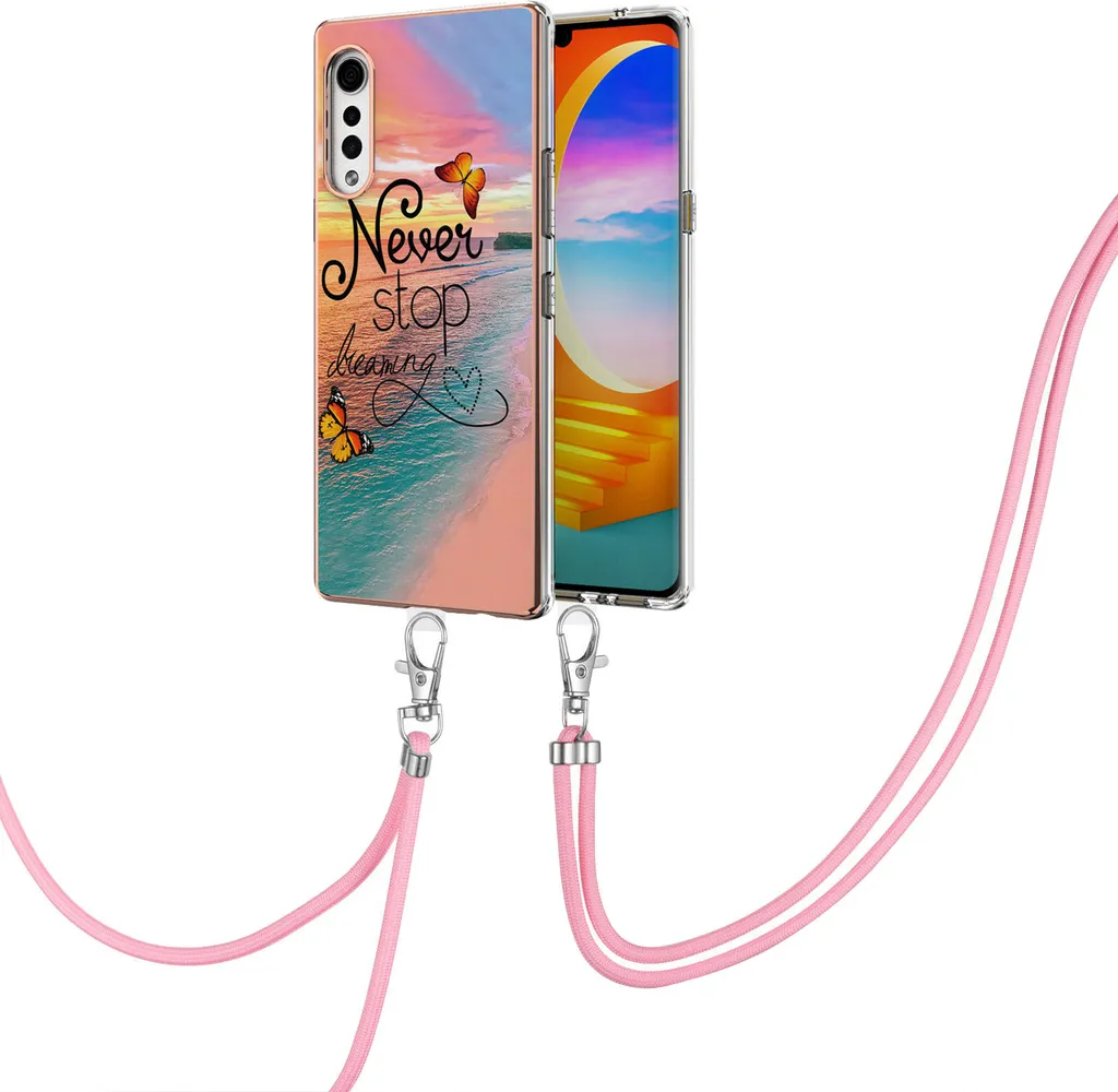 Cover LG Velvet 5G Oro Rosa & Fantasia | Custodia Laccio Tracolla - 1