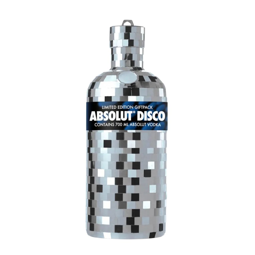 Absolut Vodka Disco 0,7L - Limited Edition 2007 mit Spiegeldesign – Kultige Geschenkverpackung als Discokugel – Absolut Silber Wodka - Sammlere...