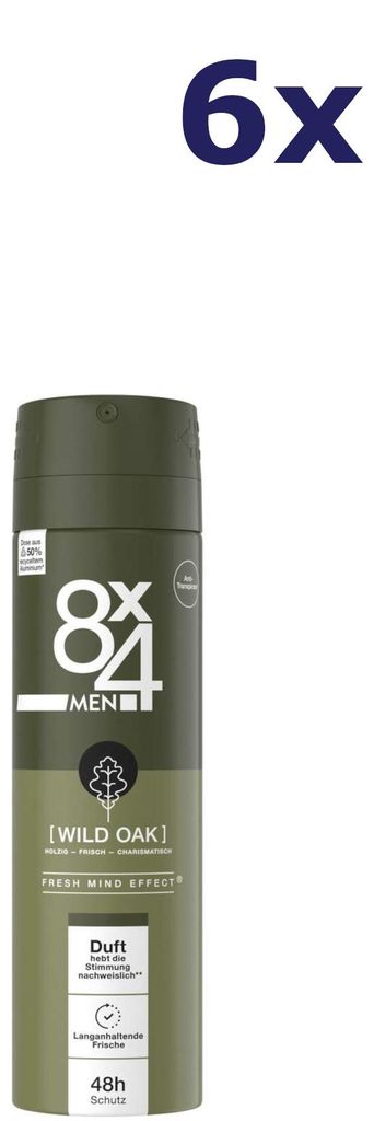 6x 8x4 Deodorant-Spray für Männer Nr. 8 Wild Oak, 150 ml Produktbild 