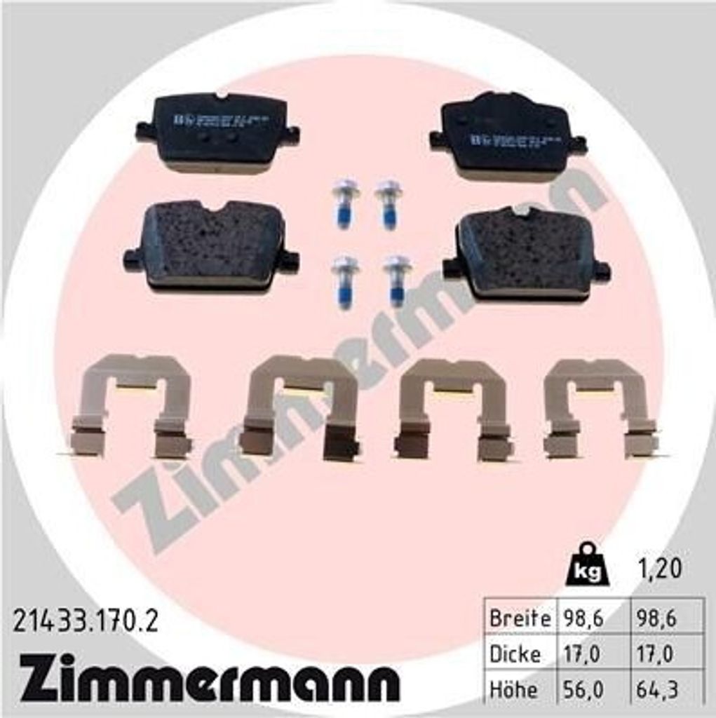 ZIMMERMANN 21433.170.2 - Bremsbeläge für 3er (G20), 3er (G21), 4er (G23, G83), 4er (G22, G82), Z4 (G29), Supra (DB)