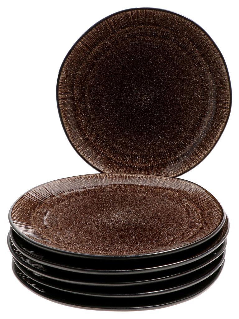 Reactive Glaze Brown 6er Set Kuchenteller 6 Personen Braune Produktbild 