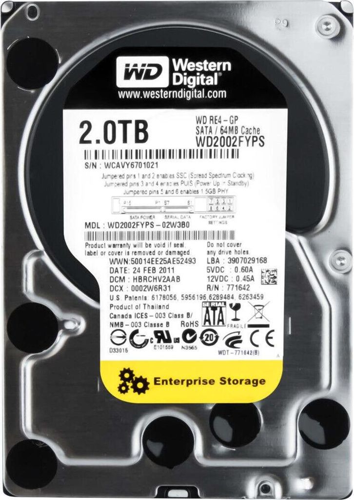 Wd Hard Disk Hdd 2tb 3,5" Sata Disco Rigido Computer Immagine del prodotto 