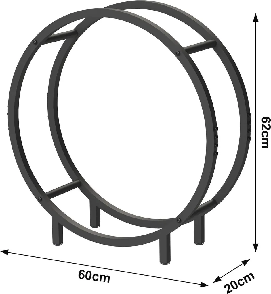 Range-Bûches Circulaire Intérieur 60 cm Noir pour Poêle et Bois