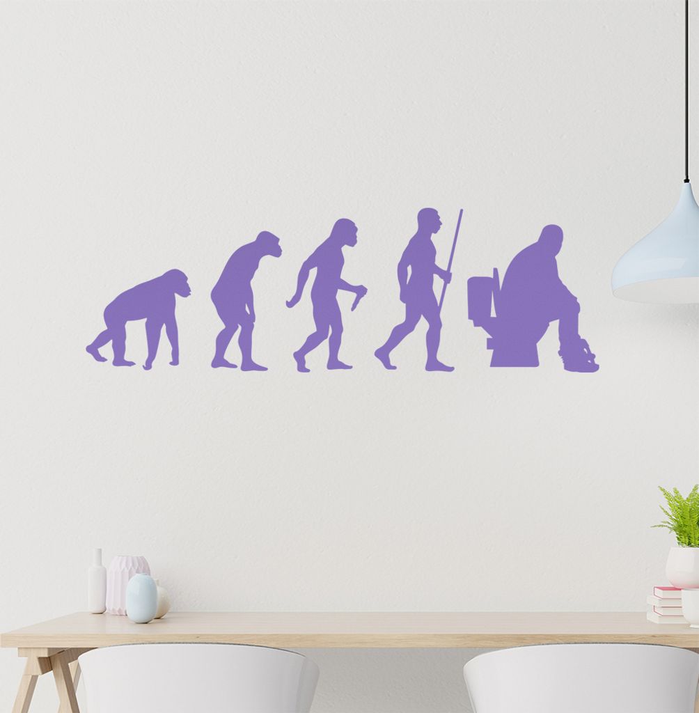 Klo Toiletten Evolution Wandtattoo Wandaufkleber Wall Sticker - Dekoration, Küche, Wohnzimmer, Schlafzimmer, Badezimmer
