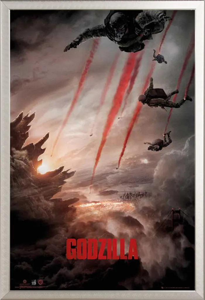 Maxi Poster Godzilla Skydive con Cornice Shinsuke Argento 61x91,5