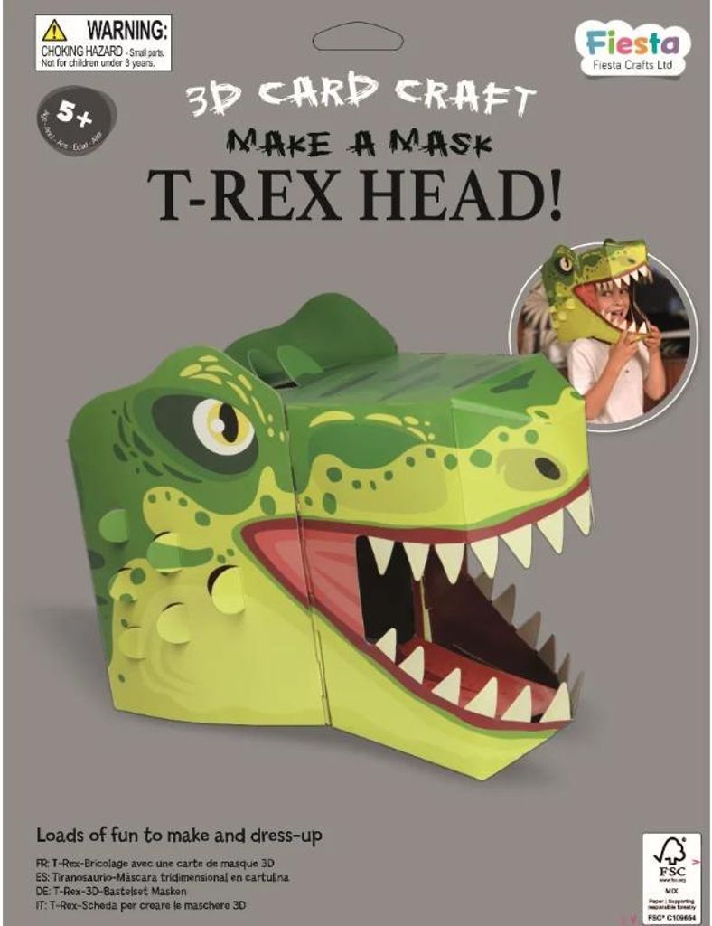 Fiesta Crafts T-Rex 3D maschera artigianale di cartone Immagine del prodotto 