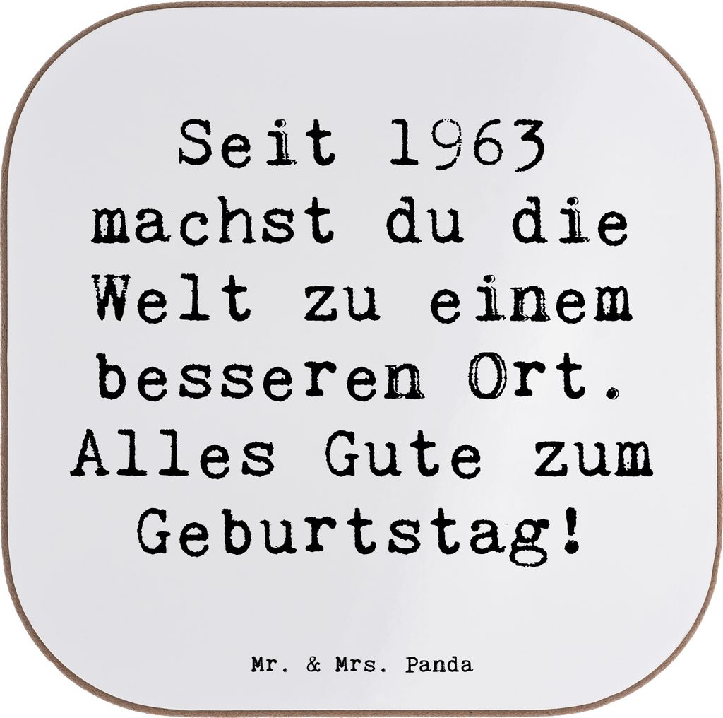 Mr. & Mrs. Panda Untersetzer für Gläser Spruch 1963 Geburtstag - Weiß - Geschenk, Alter, Glas, besondere Person, gläseruntersetzer, feiern, pos...