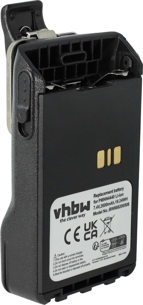 vhbw Akku Ersatz für Motorola PMNN4511A, PMNN4440, PMNN4502A, PMNN4440AR für Funkgerät, Walkie Talkie (2600 mAh, 7,4 V, Li-Ion)