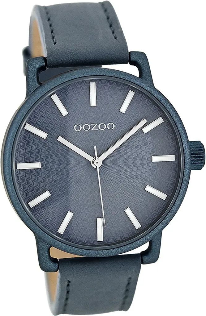 Montre bracelet femme avec cuir bleu et cadran mat Oozoo Timepieces