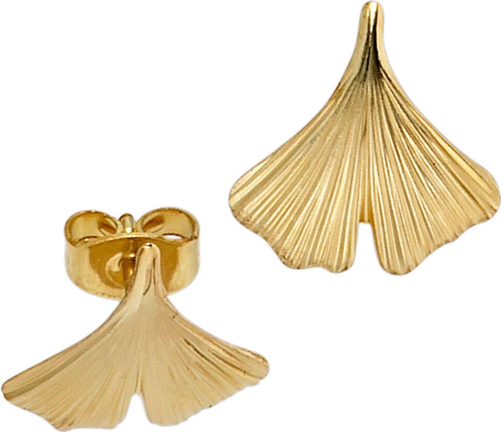 Ohrstecker Stecker Ginko Ginkoblatt Ginkoblätter aus 375 Gold Gelbgold