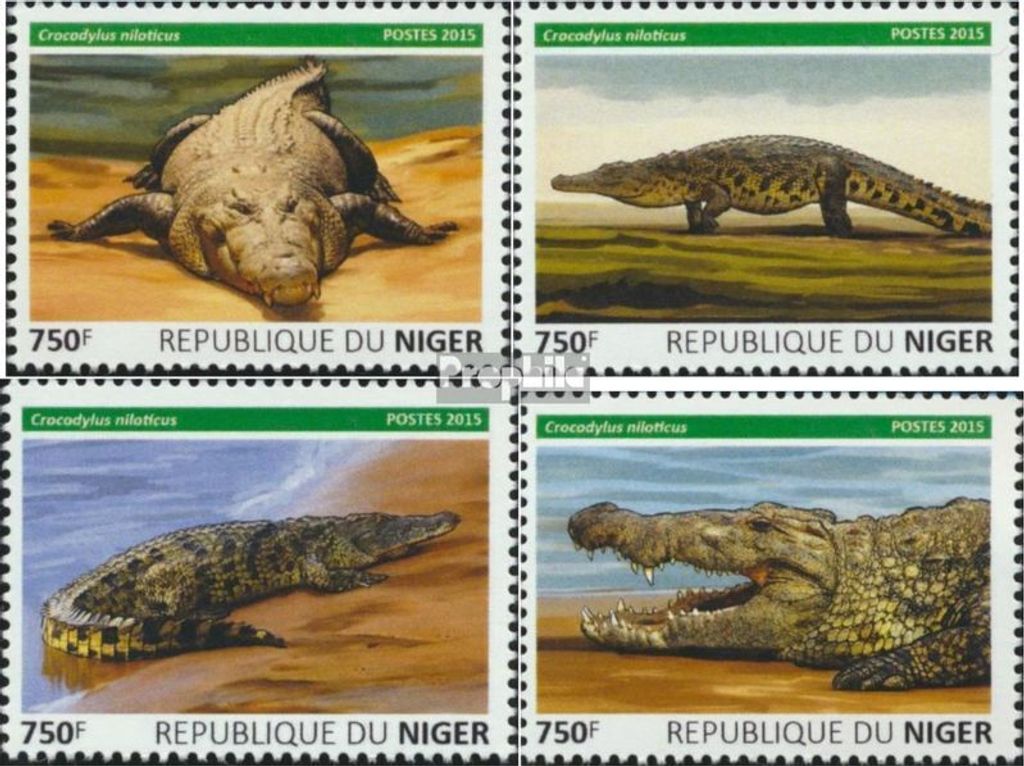 Briefmarken Niger 2015 Mi 3759-3762 (kompl. Ausg.) postfrisch Krokodil