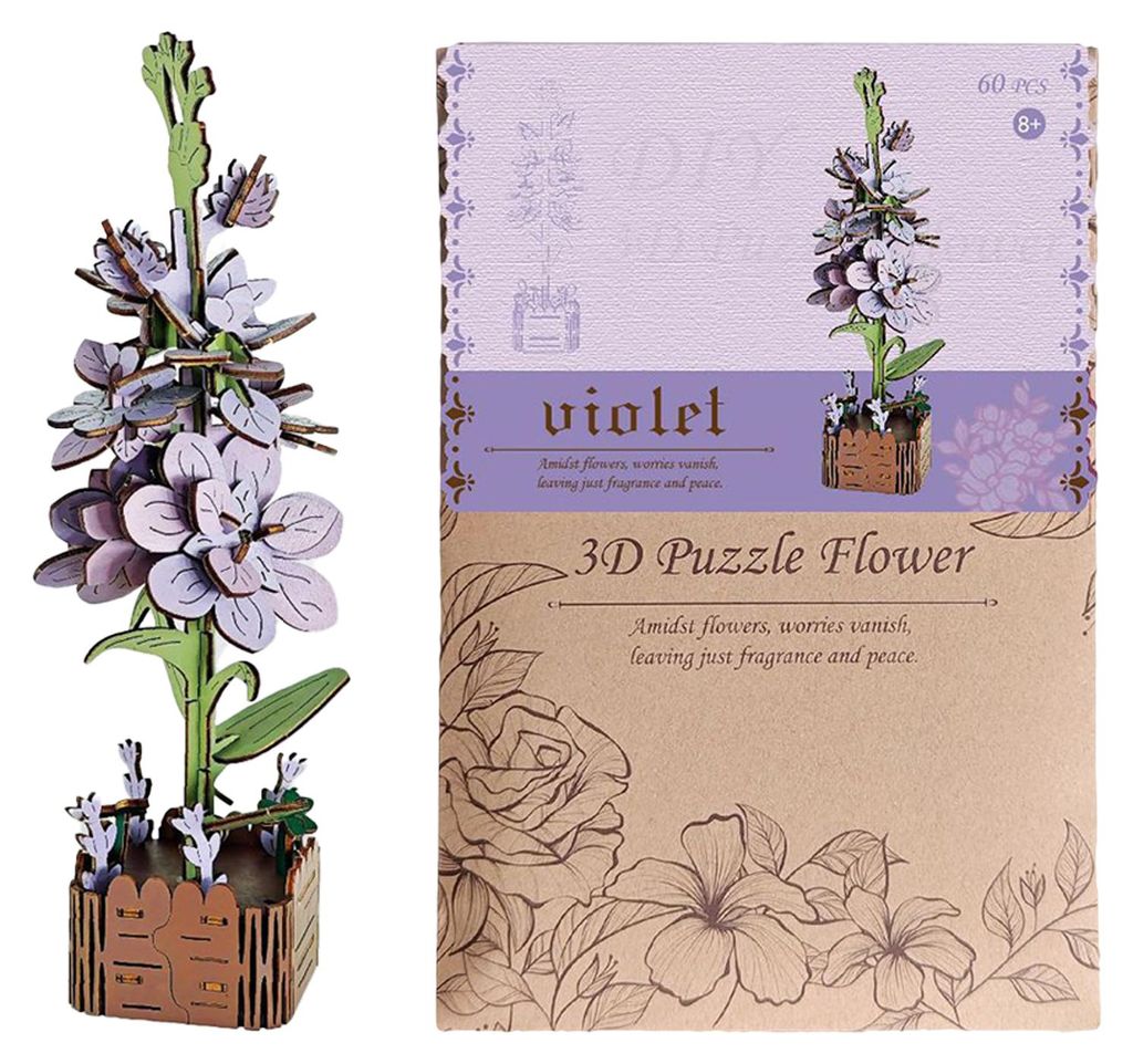 3D-Holzpuzzle-Set für Erwachsene: Botanische Blumensträuße zum Selberbauen – Sonnenblumen-/Rosen-Bastelset aus Holz – ideal zum Stressabbau,...
