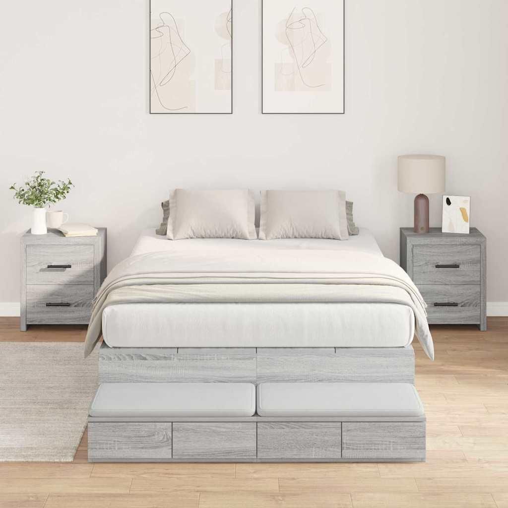 Maison Exclusive - Aufbewahrungsbettgestell Graues Sonoma 120 cm Holzwerkstoff