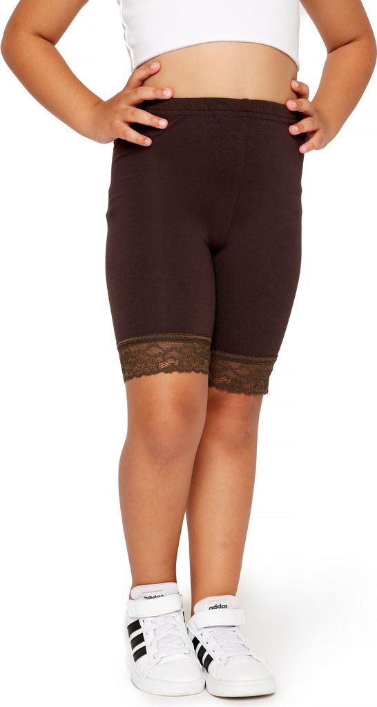 Merry Style Mädchen Kurze Leggings mit Spitze Mädchen Leggings aus Viskose MS10-434 (Braun, 122).