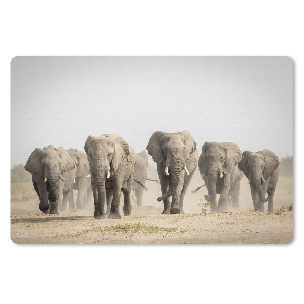 MuchoWow Schreibtischunterlage Elefant - Afrikanisch - Stoff 60x40 cm - XXL Mauspad - Großes Mauspad