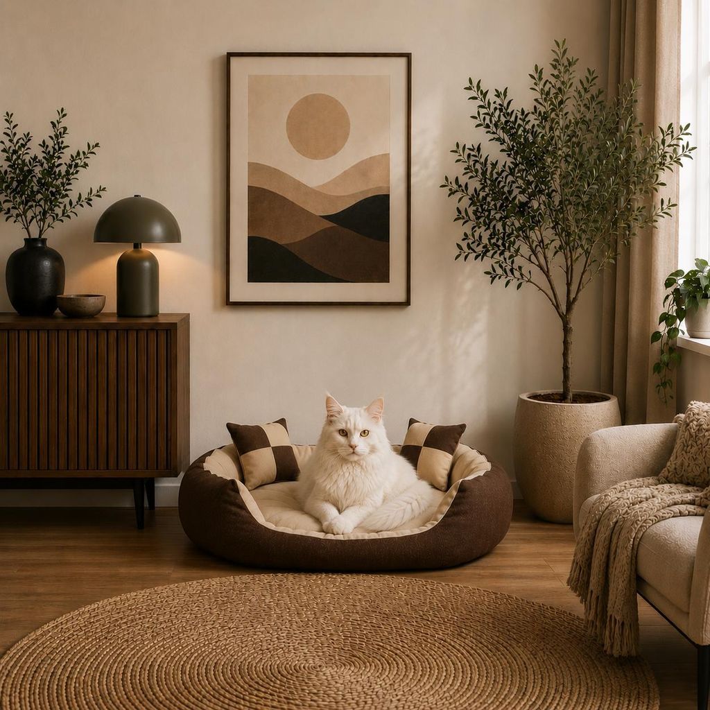 belviona Katzenkörbchen 4-in-1, wendbares Katzenbett mit Produktbild  KI-generiertes Bild
