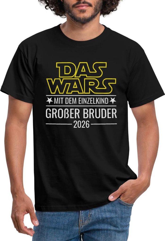Spreadshirt Das wars mit dem Einzelkind - Großer Bruder 2026 Männer T-Shirt, M, Schwarz