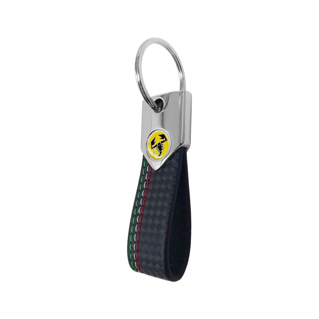 Abarth Schlüsselanhänger, Carbon Trikolore Schwarz mit Produktbild 