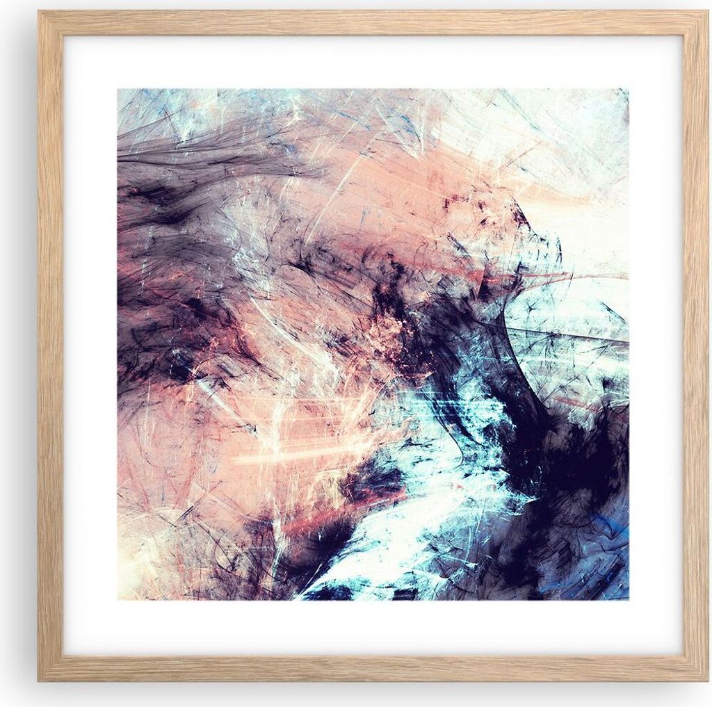 Gerahmtes Poster - Rahmen in heller Eiche - Abstraktion modern - 40x40 cm - Wand Bild - Wanddeko - Wandbilder - Wandposter - Bilderrahmen - Bilder ...
