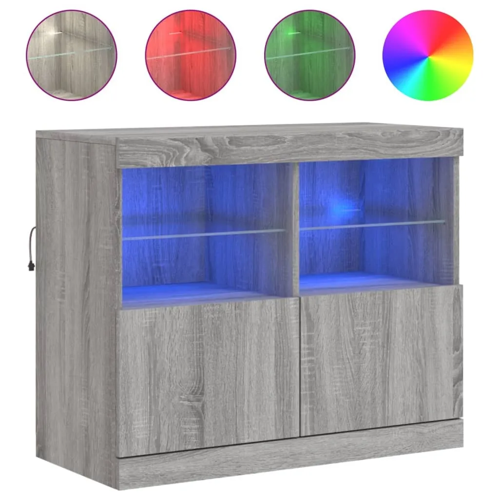 Mobile Credenza LED Grigio Sonoma 81x37x67 cm | Miglior Prezzo Online - 2