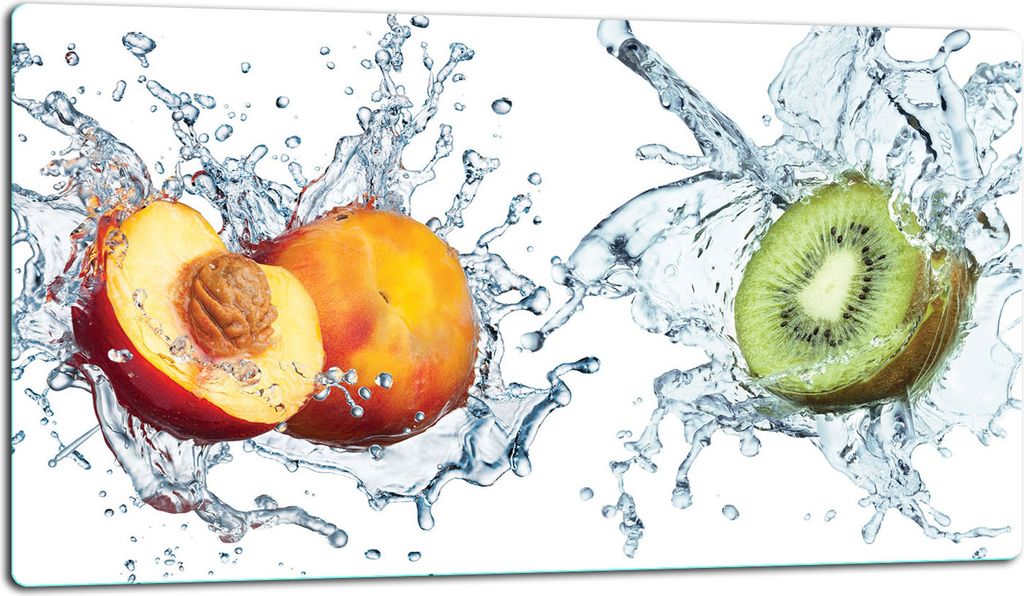 Glasschneidebrett Herdabdeckplatte Glaskeramikkochfeld Universal 52x30 cm Wasser Kiwi