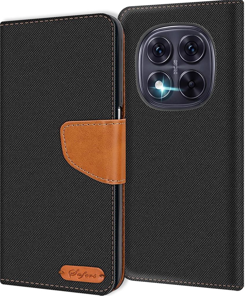 A flip case for a smartphone is shown open, revealing the phone's camera module.
