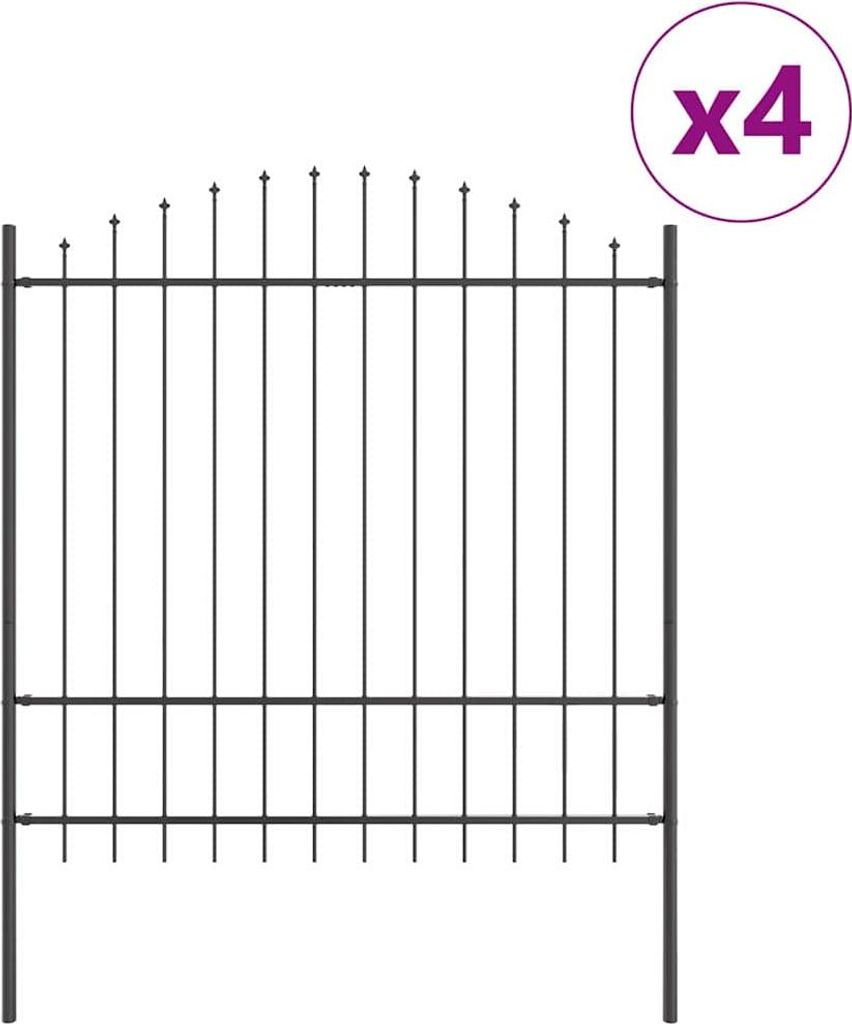 vidaXL Gartenzaun 4 pcs Grau 170 x 215 cm Pulverbeschichteter Stahl