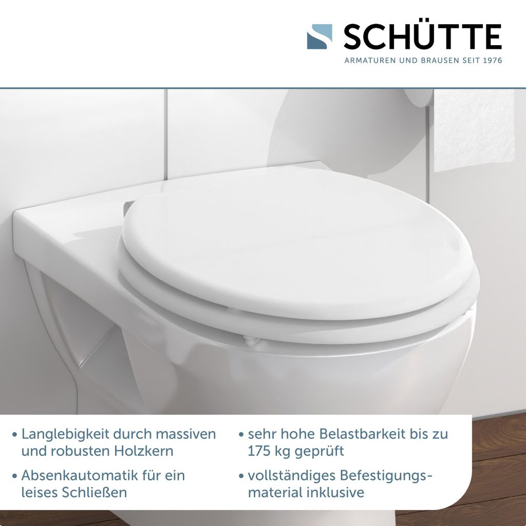 SCHÜTTE Holzkern WC-Sitz WHITE, mit Absenkautomatik